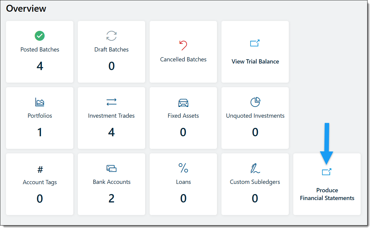 Financial statements screen