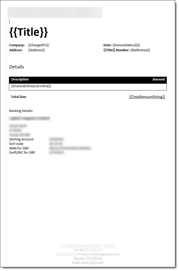 Invoice layout preview
