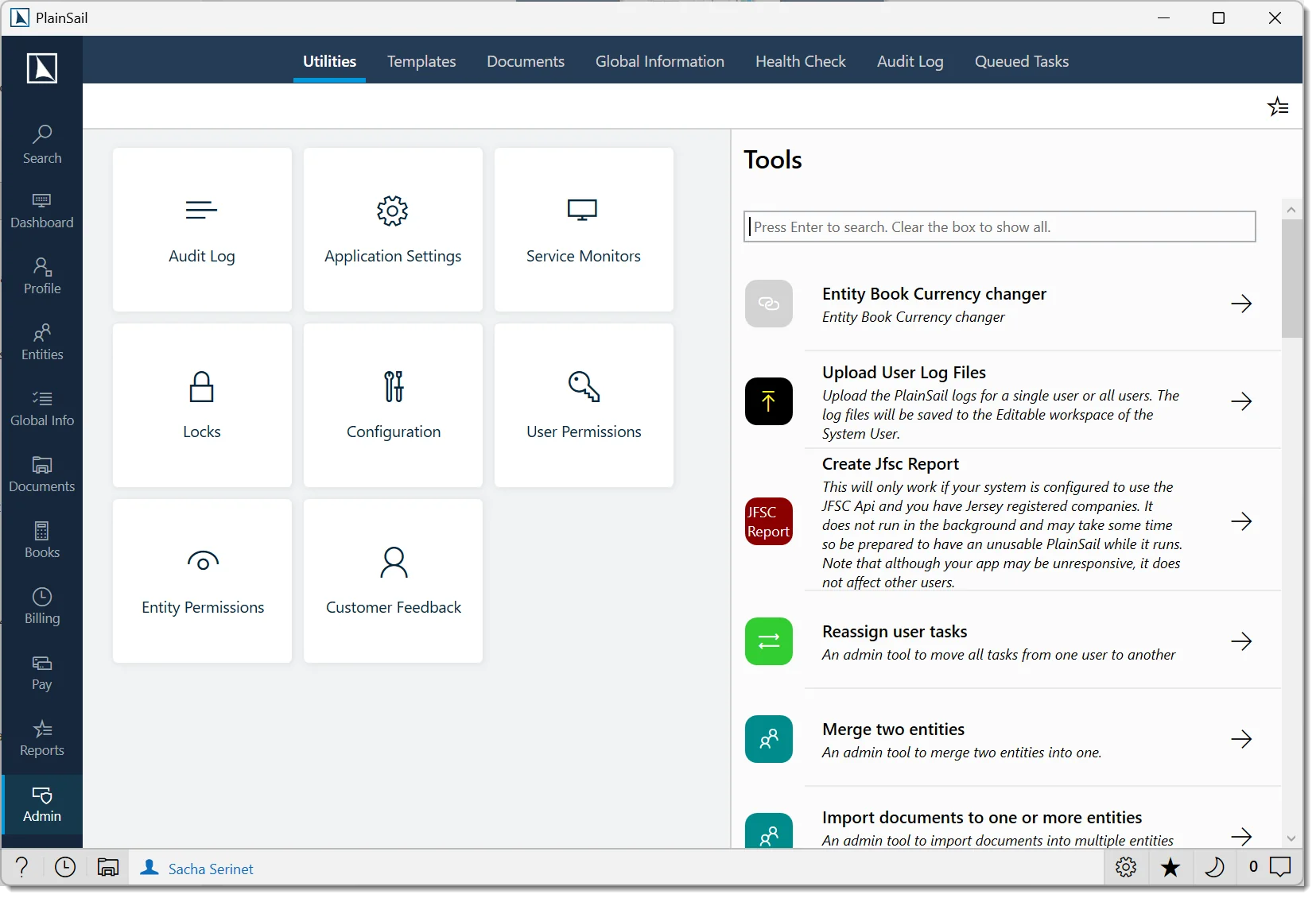 Admin overview sub-tabs
