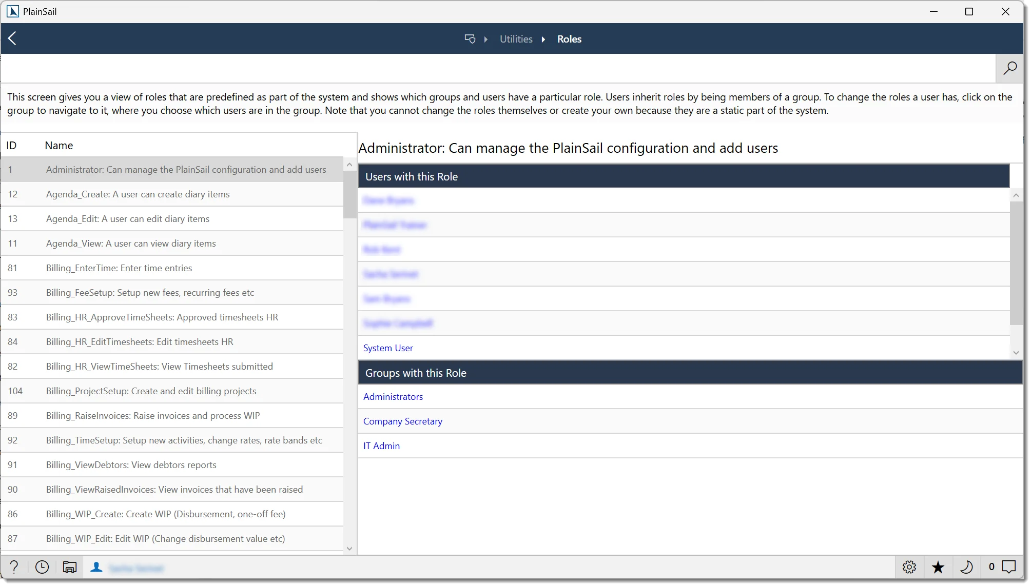 User permissions roles