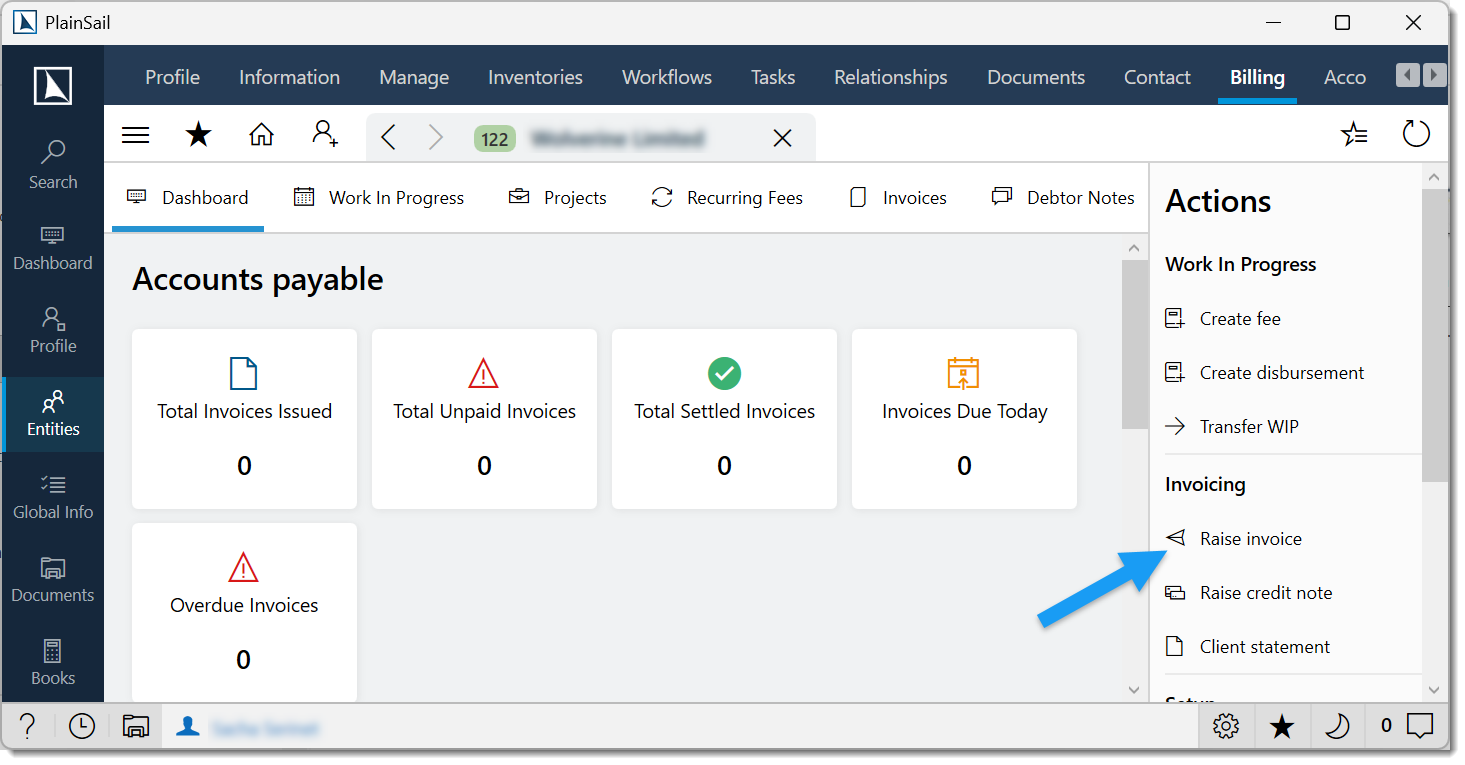 Ad-hoc invoicing per entity