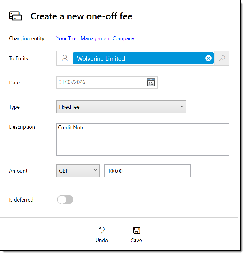 Raising a credit note