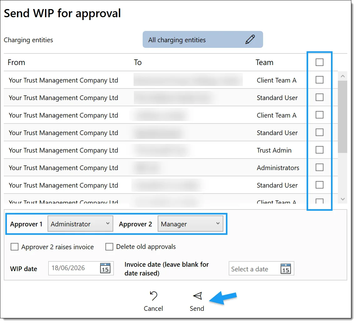 Send for approval confirmation prompt