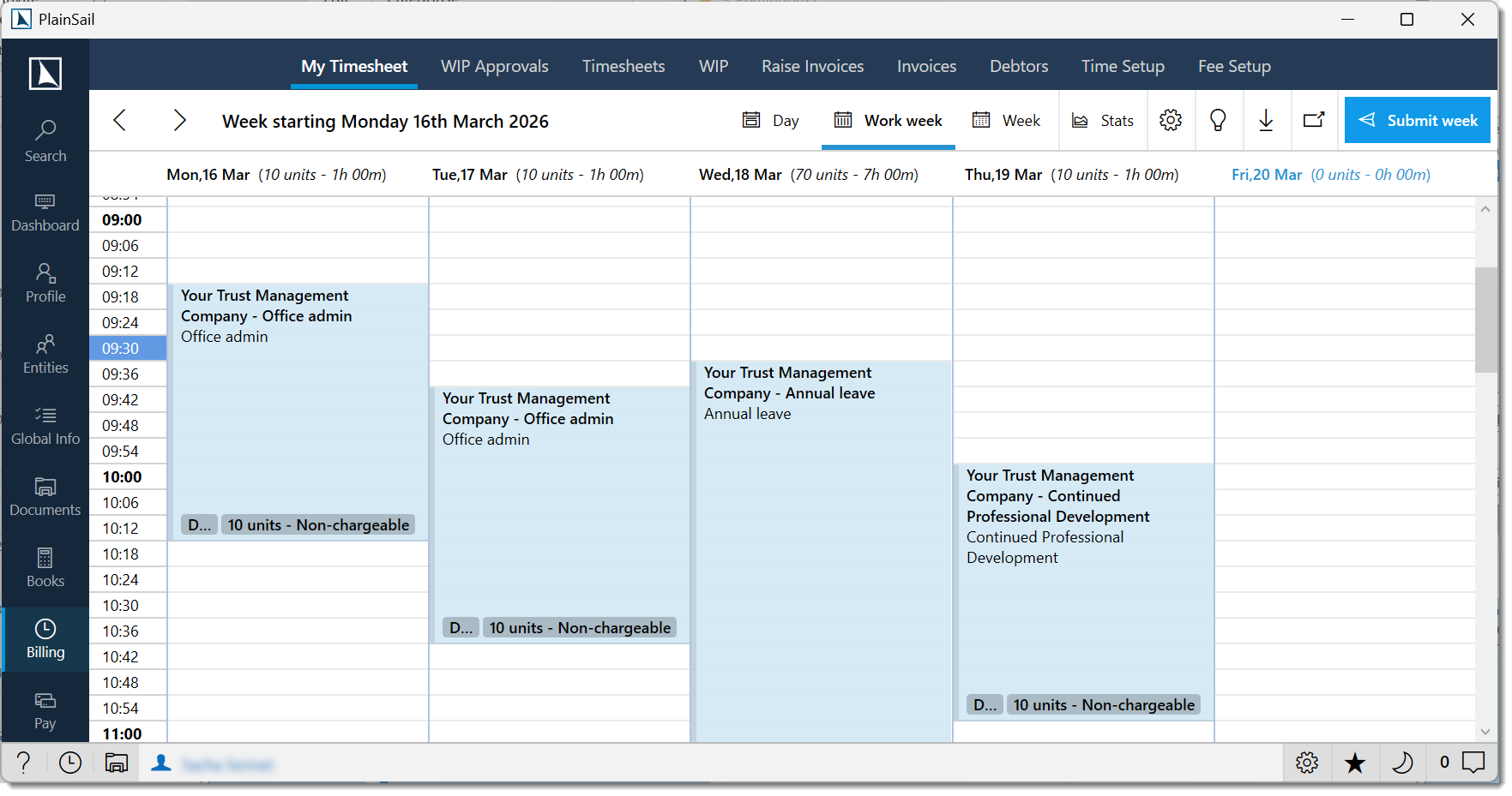 Timesheets calendar view