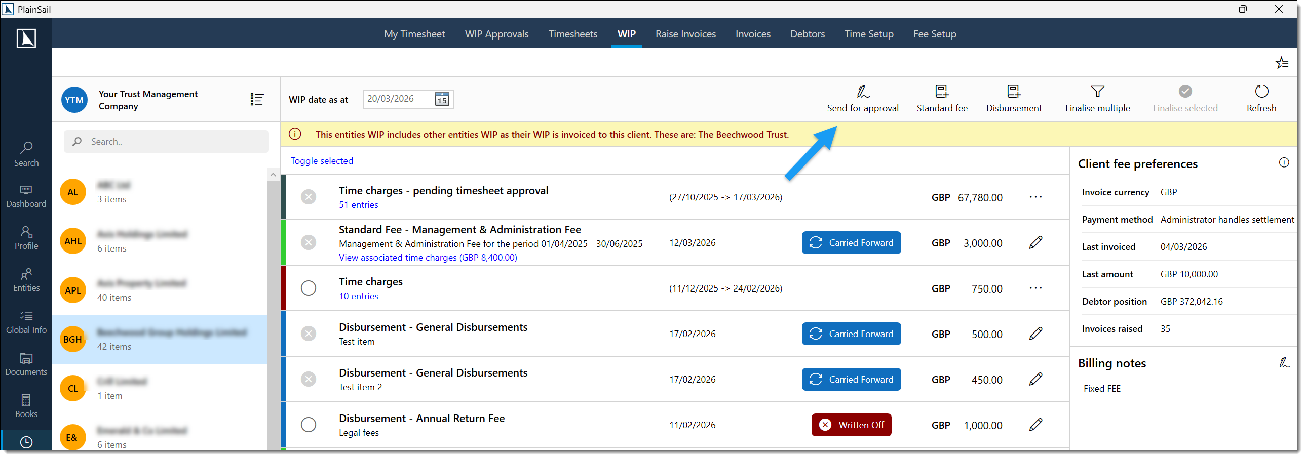 Initiating WIP approval
