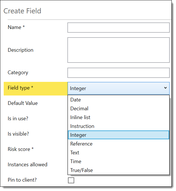 Supported field types