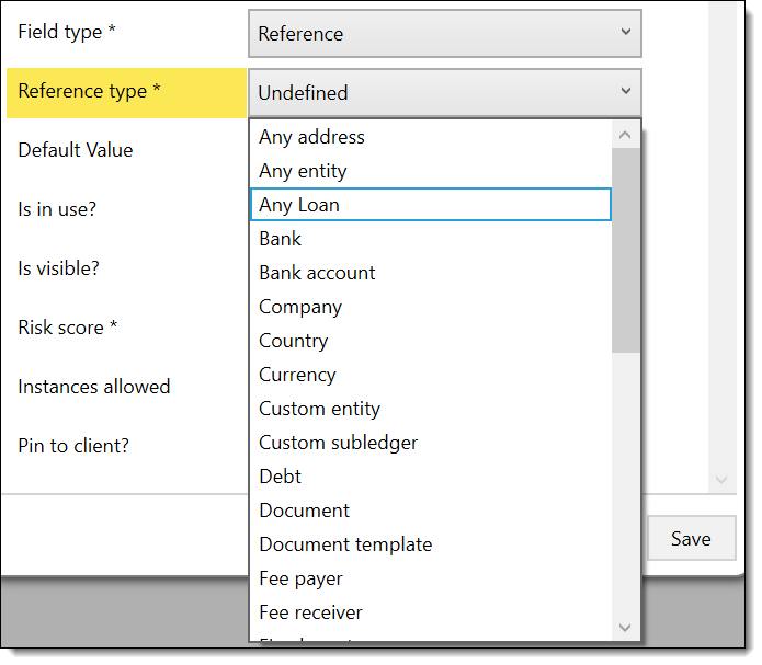 Field types reference