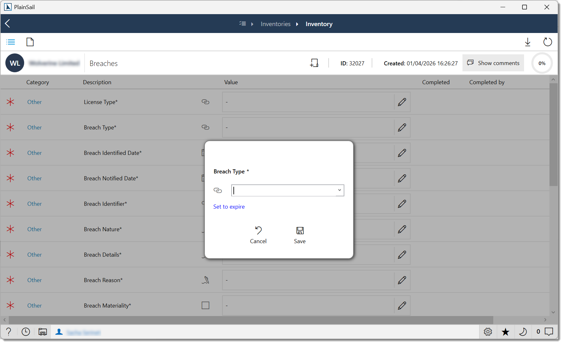 Property bag reference in inventory fields