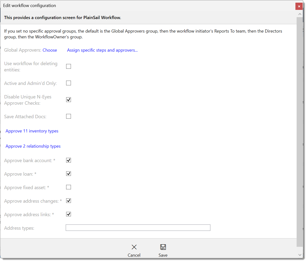 Configuring approvals step 2