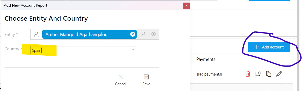 Add new account report