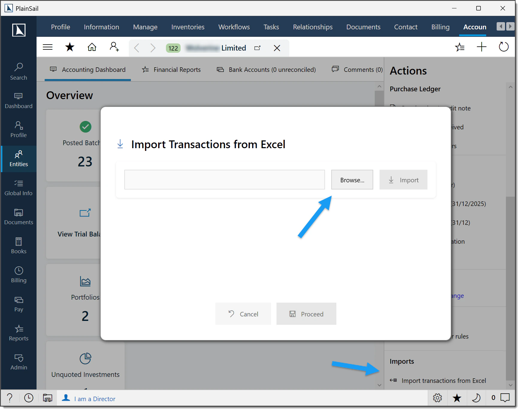 Spreadsheet transaction importer with validation