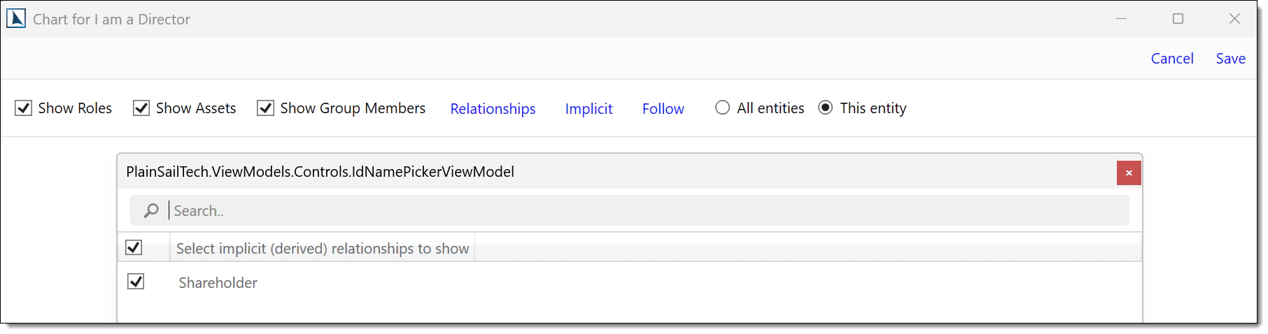 Structure chart configuration � choosing specific implicit relationships