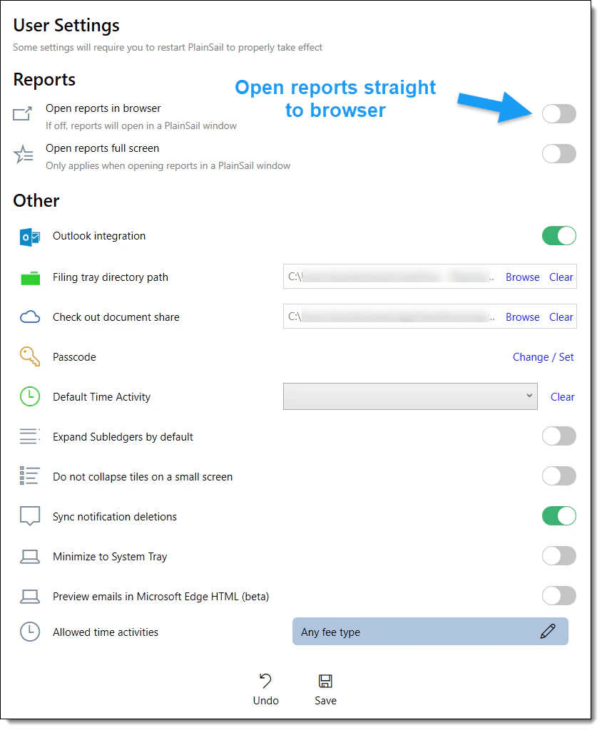 Refreshed user settings panel