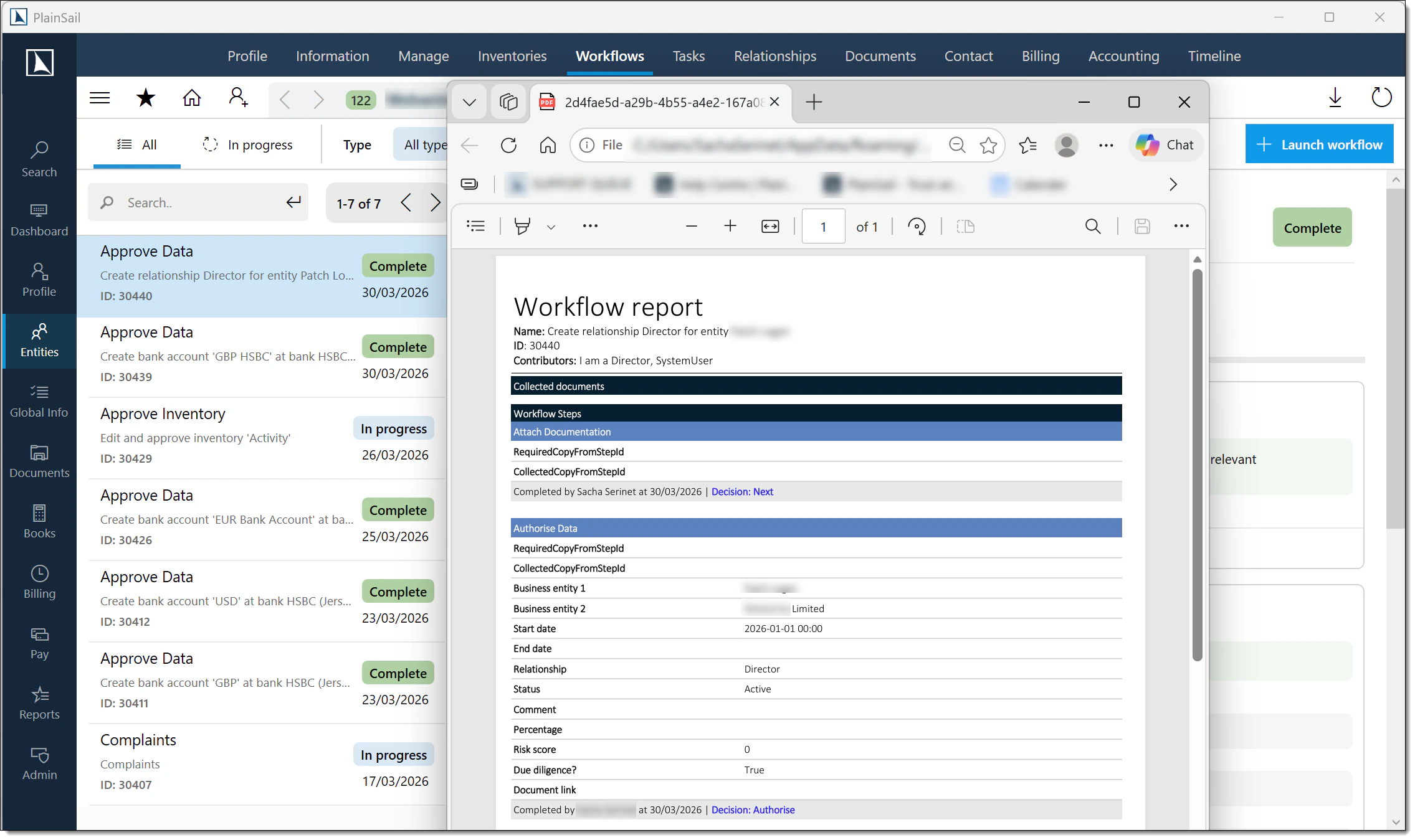 Export workflow to PDF