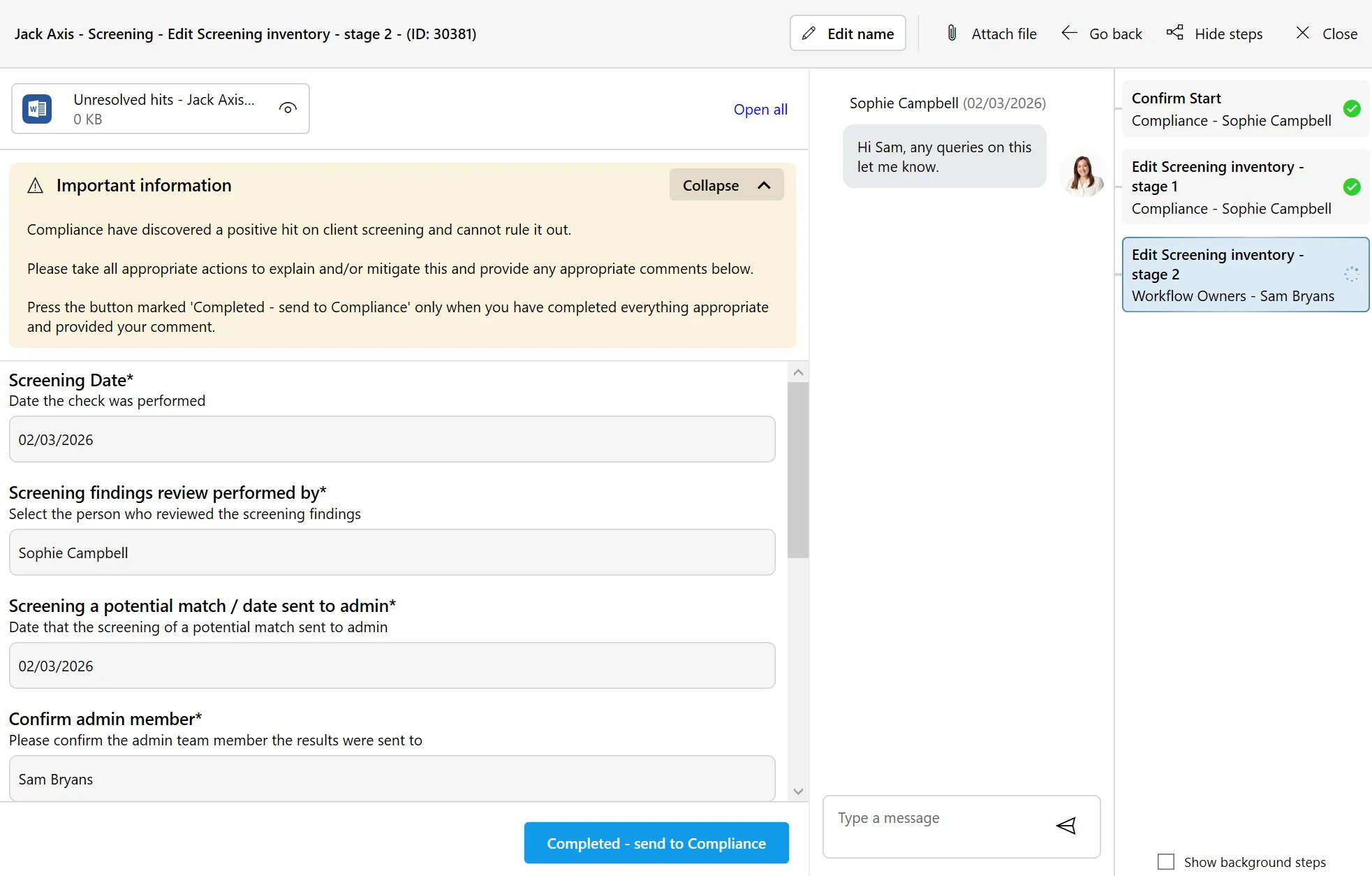 PlainSail workflow engine with configurable screening process