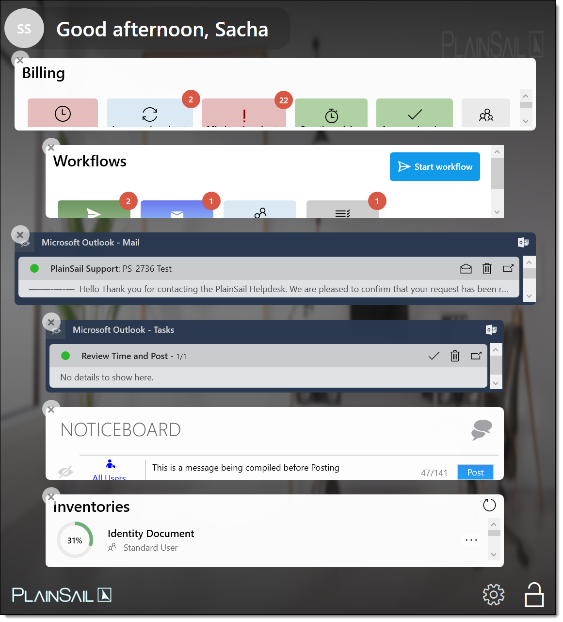 Customising the dashboard