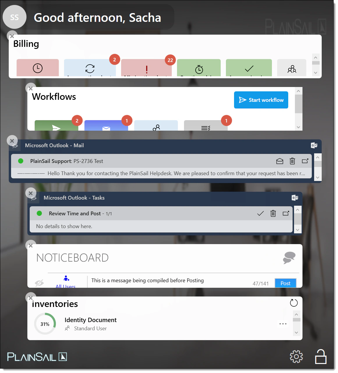 Customising the dashboard