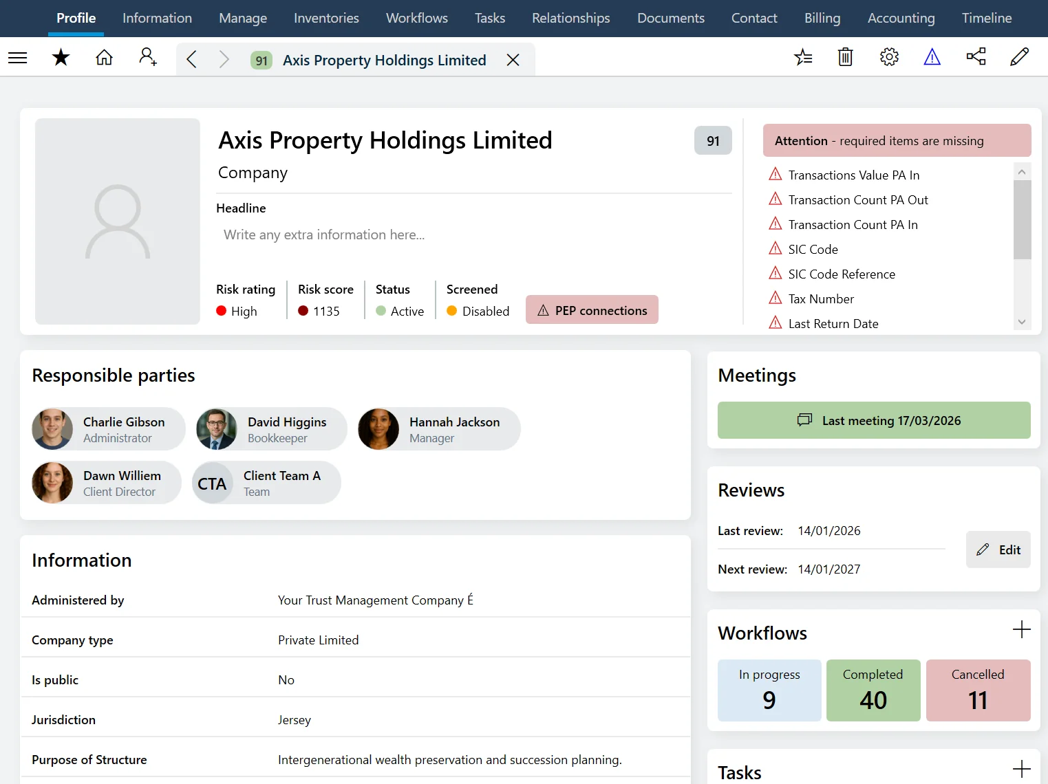 PlainSail entity snapshot showing company details, officers, and compliance status