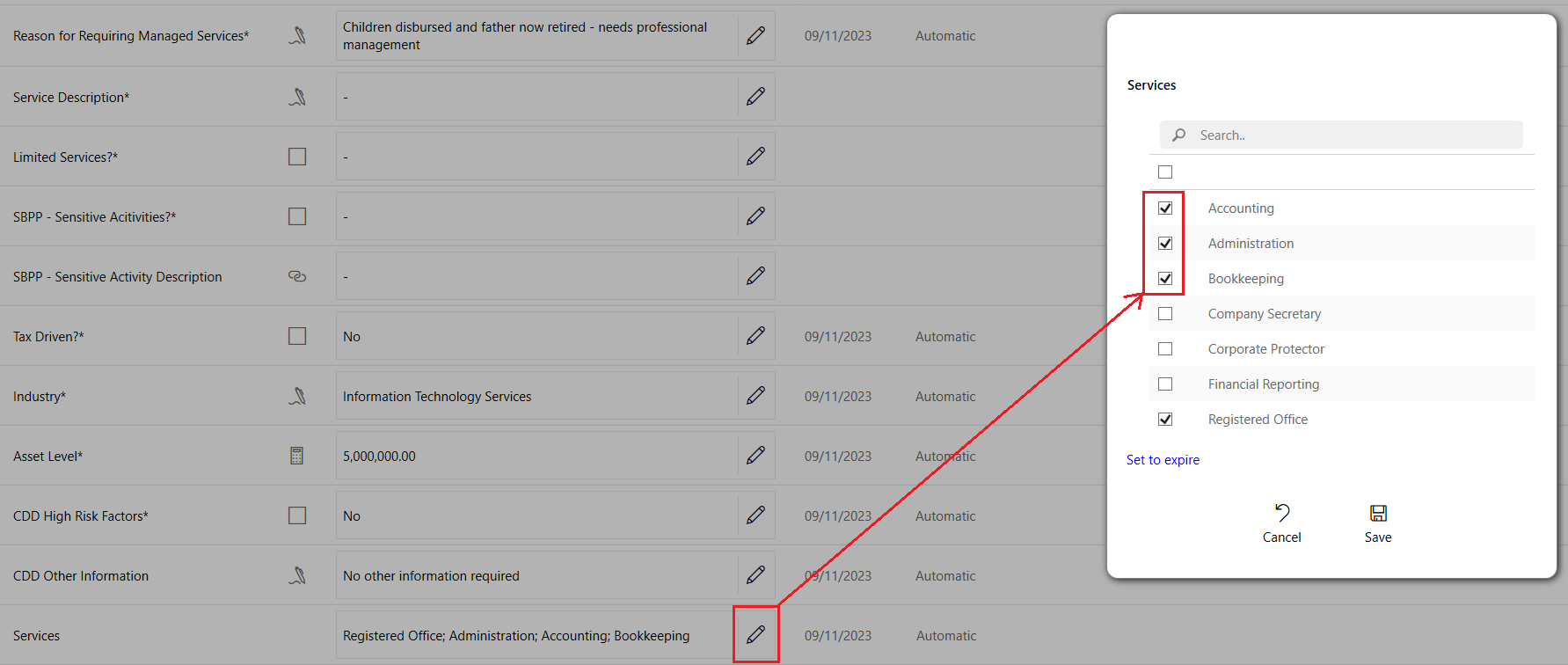 Inline list multi-select