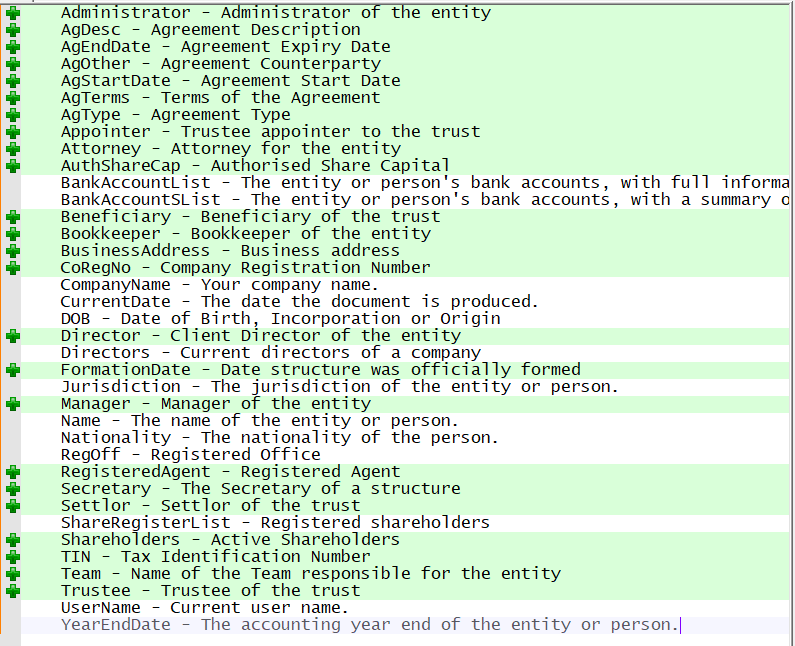 New document template markers