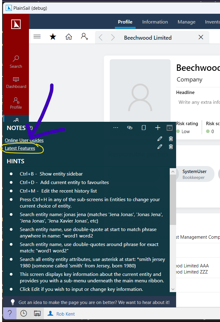 Latest Features link