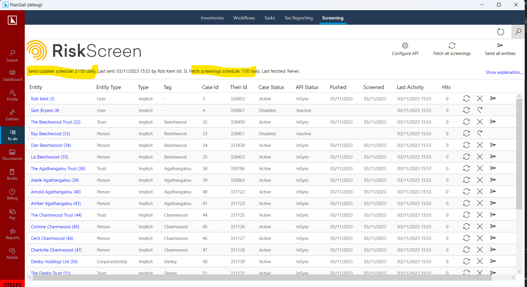 RiskScreen integration screen