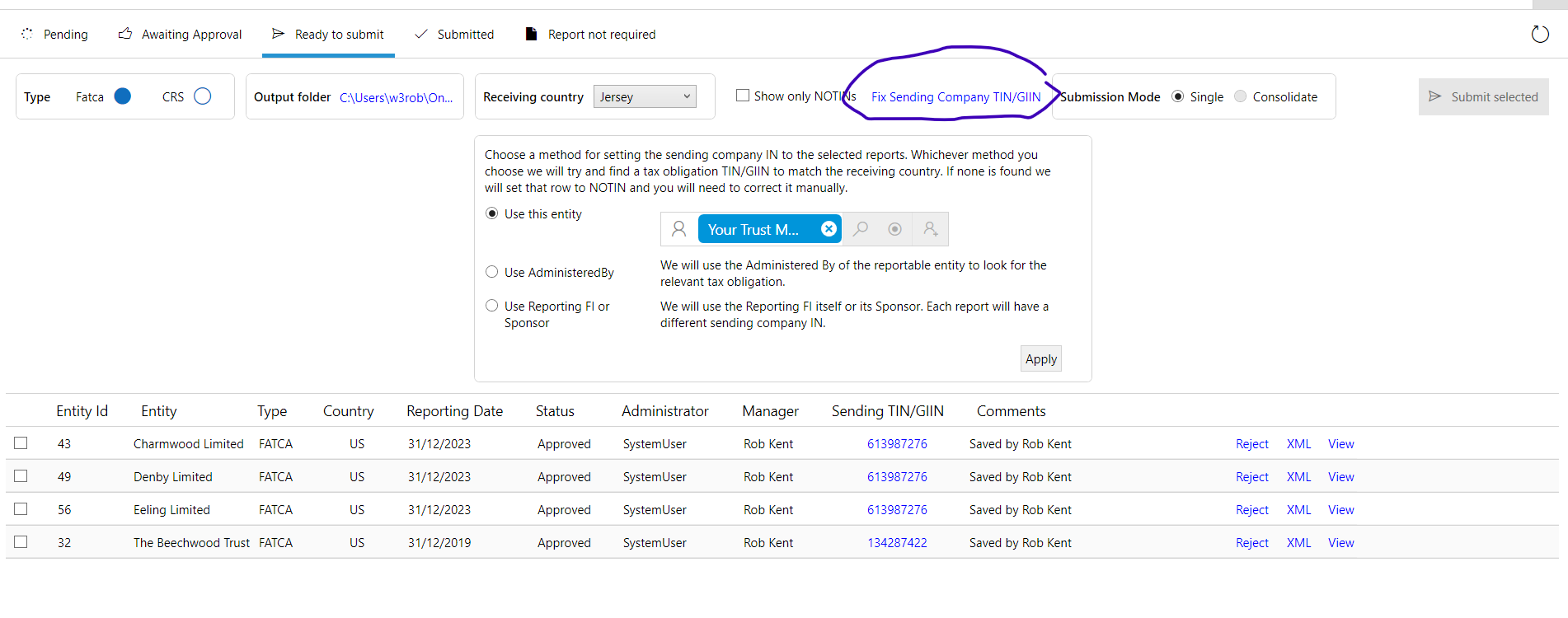 Fix TINs for reports