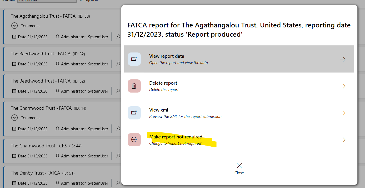 Tax report not required