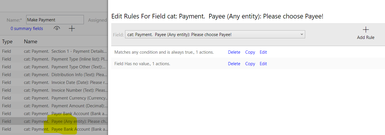 Payee add rule