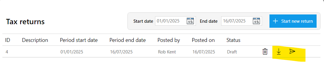 Post tax return transasctions