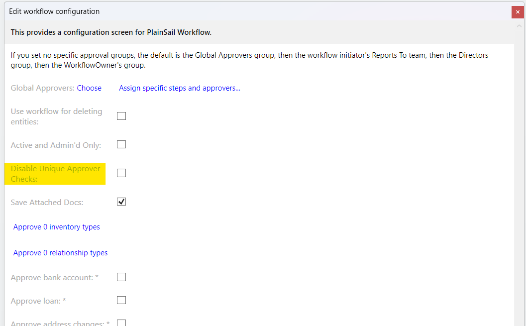 Disable unique approvals