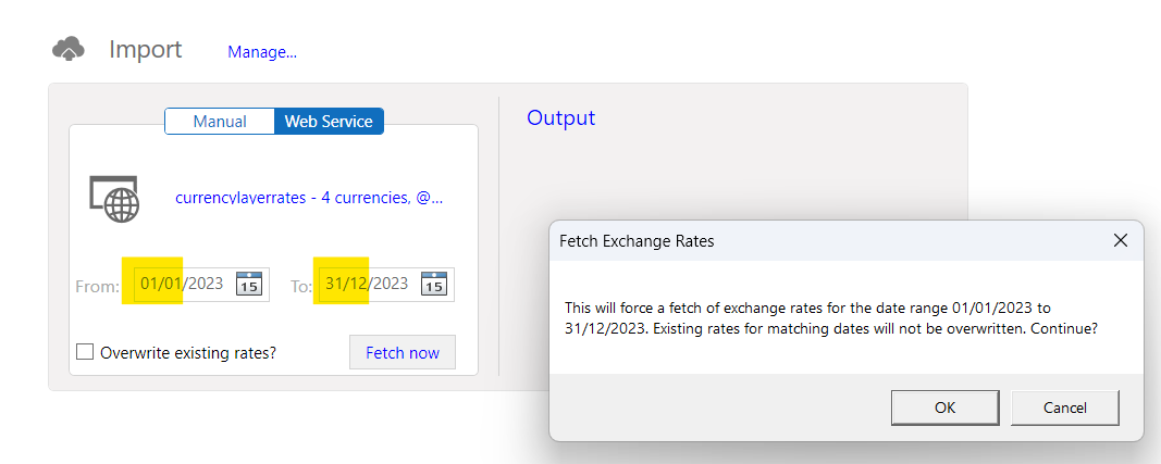 Exchange rate range